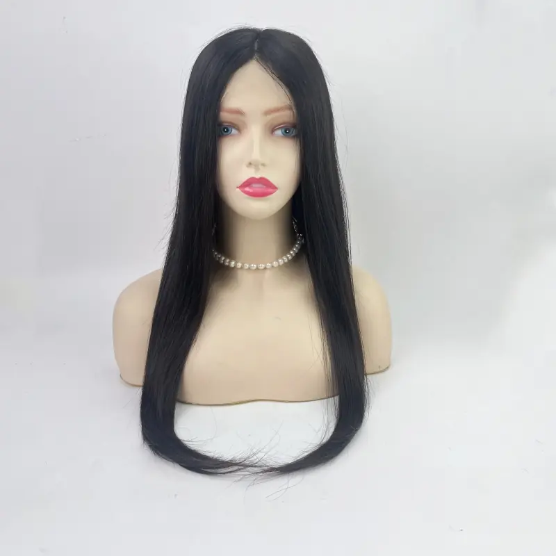 #1b color Medical wig lace front silk top with PU soft full lace for hair loss YR0070